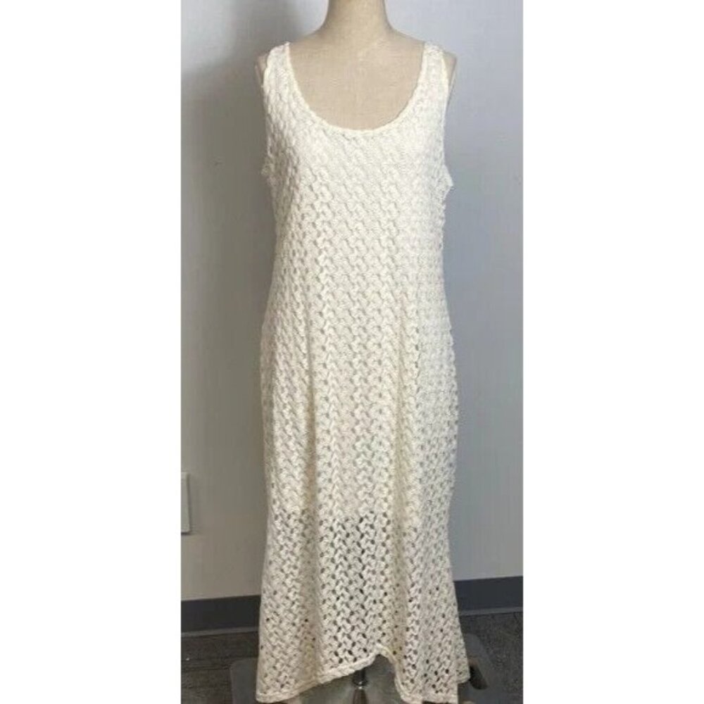 Xhilaration Maxi Dress 53" Long Sleeveless Crochet Lace Ivory Small